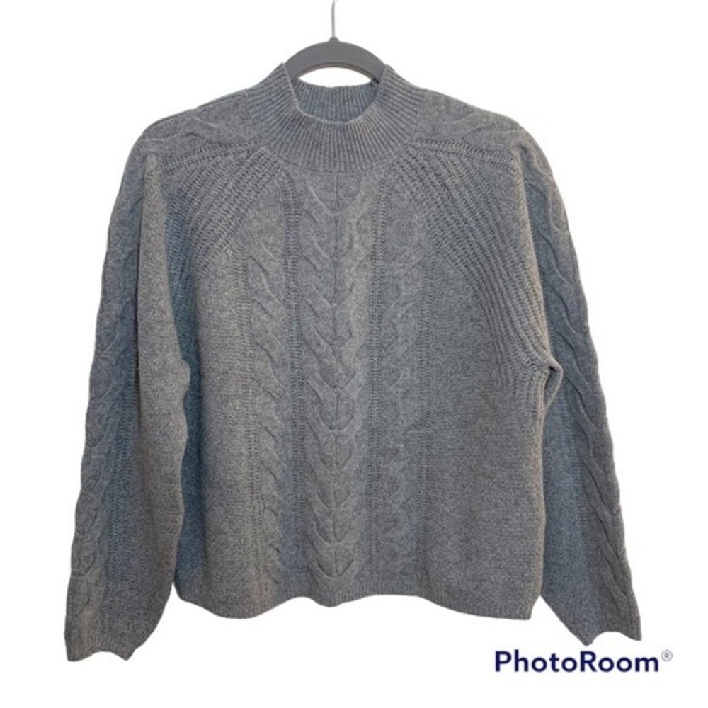 Banana Republic Wool Mock Neck Cable Knit Sweater L